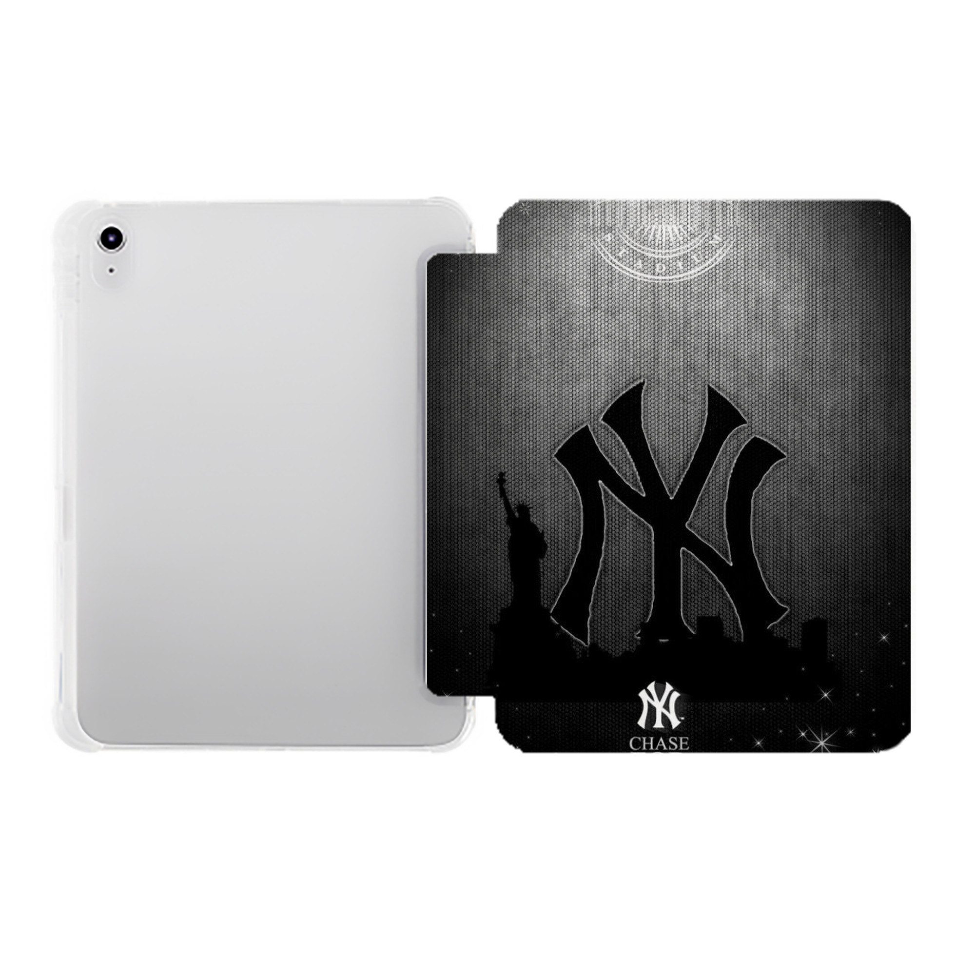 New York Yankees 313 Premium Tri-Fold PU Leather & Silicone IPad Case With Pencil Slot – Fits 9.5,10.5,10.9 – Adjustable Stand, Slim, Protective